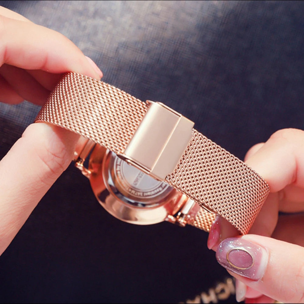 2023 Women's Rose Gold Mesh Quartz Watch