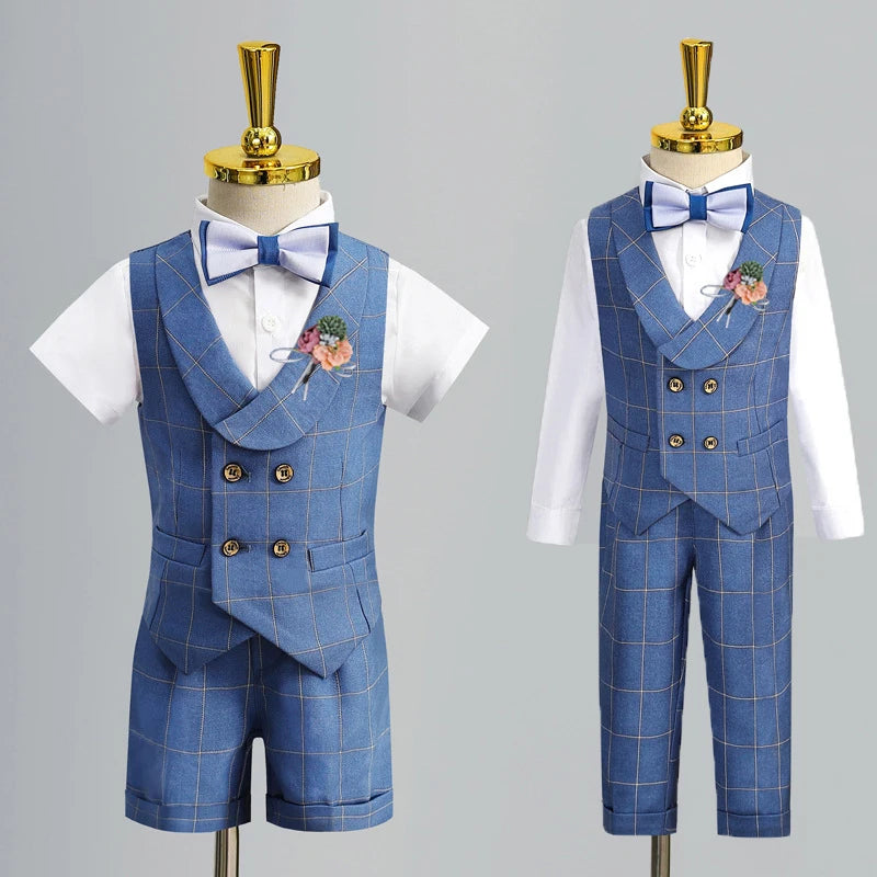 Child's Formal Vest Suit Set | Boys' Summer & Autumn Wedding Outfit | First Birthday & Performance Costume | Kids' Waistcoat & Shorts Clothing