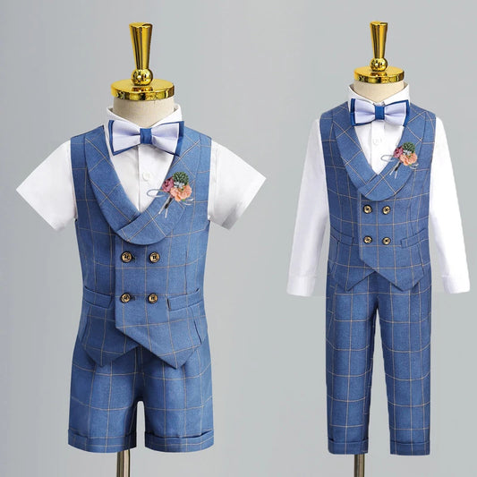 Child's Formal Vest Suit Set | Boys' Summer & Autumn Wedding Outfit | First Birthday & Performance Costume | Kids' Waistcoat & Shorts Clothing