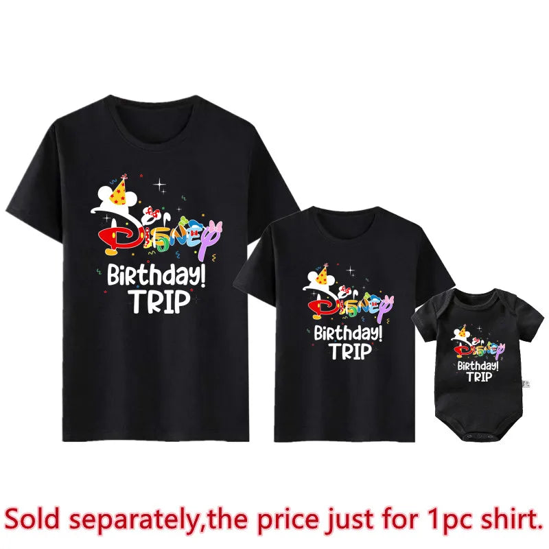 Disney Birthday Family Matching Shirts | Cotton Dad, Mom, Kids Tees & Baby Rompers | Funny Family Outfits for Special Occasions Black-1pc