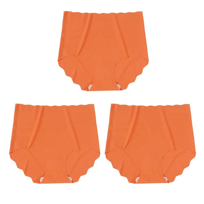 3Pcs/set Invisible Panties Women Seamless Briefs Female Underpants Ultra-thin Underwear High Rise Panties Solid Comfy Lingerie 3PCS ORANGE 3pcs