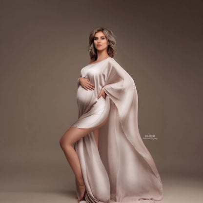 Maternity Photography Silk Gown Chiffon Cloak Dress for Baby Showers