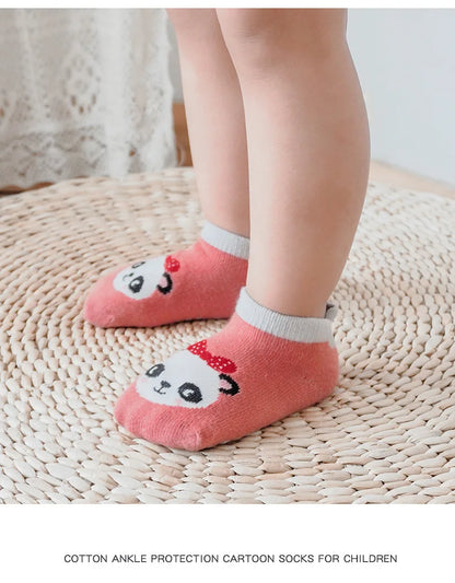 2024 New 3Pairs Cotton Socks 0-3Years Anti-slip Non Skid Ankle Socks With Grips For Baby Toddler Kids Boys Girls All Seasons