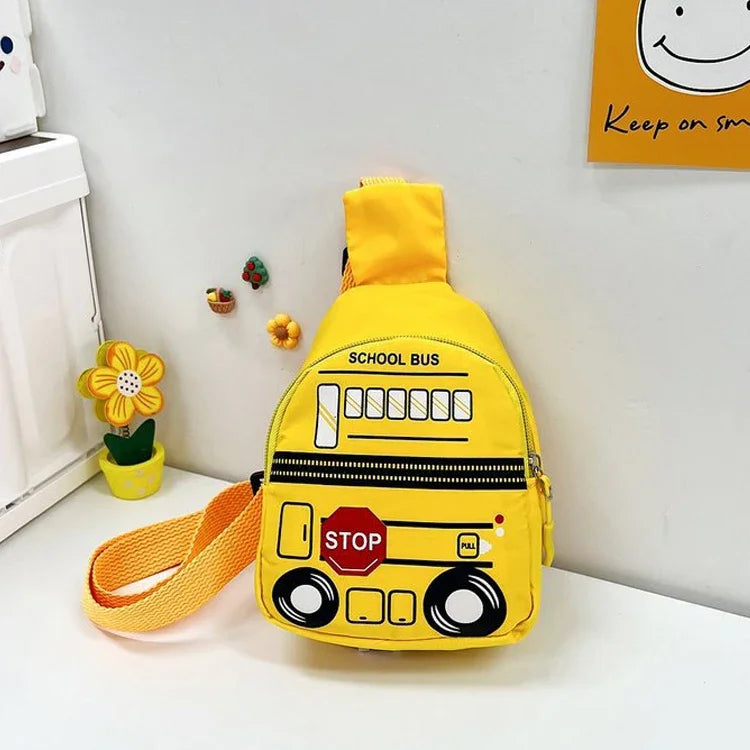 Cute Cartoon Car Children's Chest Bag Little Boy Handsome Messenger Bags Baby Go Out Backpack Trendy Girls Baby Kids Waist Bag Yellow