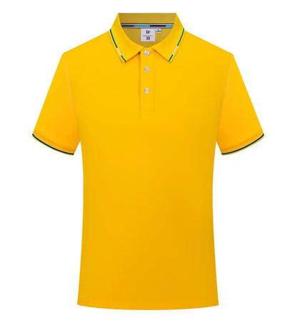 New Clothing Summer Streetwear Casual Fashion Tops Solid Color Polo Shirts Short Sleeve Fashion Lapel Male Top Large Size yellow