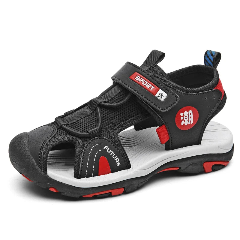 Breathable Sport Sandals Summer Sandals for Girls Boys Casual Beach Comfortable Soft Sole Kids Shoes Fashion Non-slip Sandalias Black Red