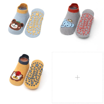 2024 New 3Pairs Cotton Socks 0-3Years Anti-slip Non Skid Ankle Socks With Grips For Baby Toddler Kids Boys Girls All Seasons 3 Pairs C