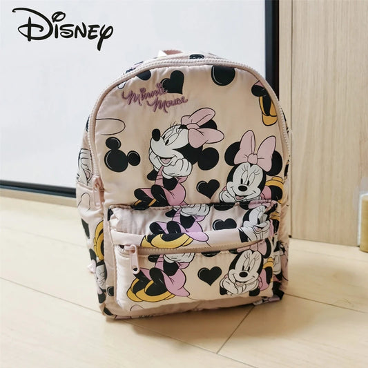 Disney Minnie New Original Fashion Girls Backpack High Quality Large Capacity Cute Children's School Bag Luxury Brand Backpack