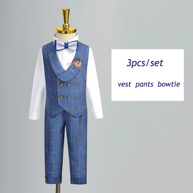 Child's Formal Vest Suit Set | Boys' Summer & Autumn Wedding Outfit | First Birthday & Performance Costume | Kids' Waistcoat & Shorts Clothing vest pants 3pcs