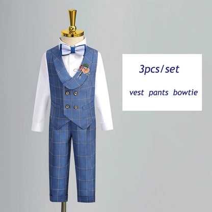 Child's Formal Vest Suit Set | Boys' Summer & Autumn Wedding Outfit | First Birthday & Performance Costume | Kids' Waistcoat & Shorts Clothing vest pants 3pcs