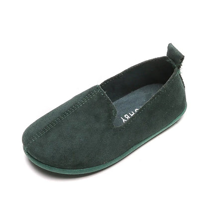 Children's Candy Color Casual Slip-On Loafers - Lightweight Leather Moccasins for Boys & Girls Green