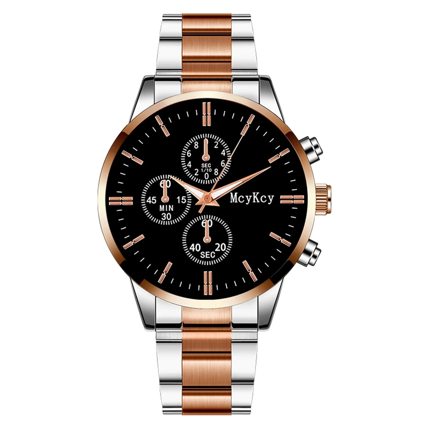 Men's Stainless Steel Wristband Watch Sport Chronograph Quartz WristWatch for men Rose Gold United States