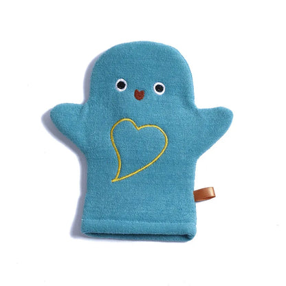 Cute Baby Bath Gloves – Soft Cartoon Penguin Scrubbing Gloves for Kids, Gentle Body Cleaning Sponge Bath Accessories Blue Penguin