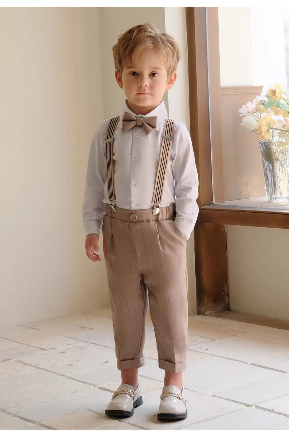 Children's Luxurious Khaki Photography Suit | Boys Formal Ceremony Costume for Birthdays, Weddings, and Performances