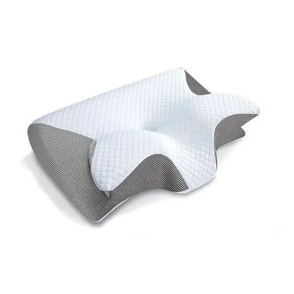 1pc 2-in-1 Ergonomic Memory Foam Cervical Pillow – Orthopedic Contour Neck Support Light Gray