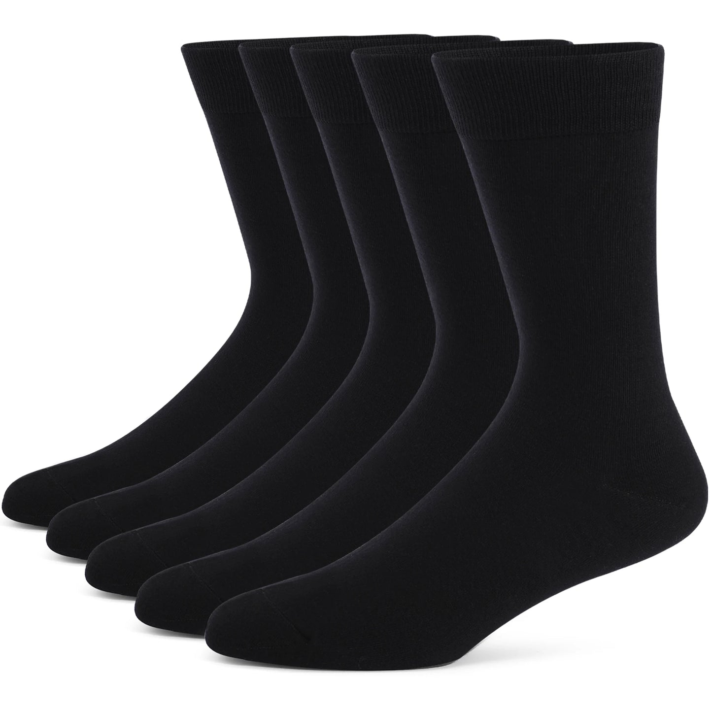 5 Pairs Men's Plus Size Striped Dress Socks – Combed Cotton, Breathable Crew Socks JC170-49 EUR(41-48)