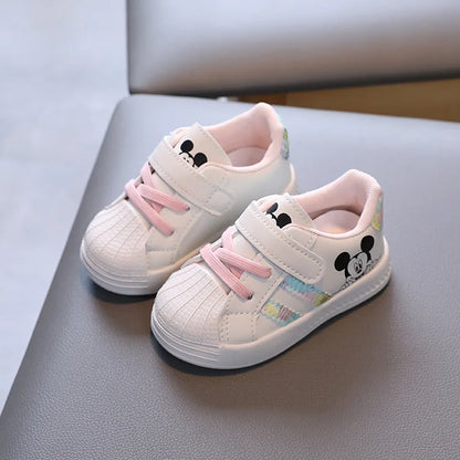 Baby Boys And Girls Micky Small White Shoes Board Shoes Fashion Design Children's Sneakers Soft Sole Toddler Cartoon Sneaker XZ005-PINK