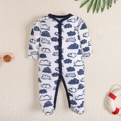 Adorable long sleeve footed onesie for Newborns, Unisex Infant's Clothing, Comfortable Baby Clothes. Cloud style