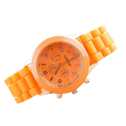 Fashion Women’s White Silicone Jelly Quartz Watch | Stylish Dress Wristwatch, Ideal Gifts for Girls Orange