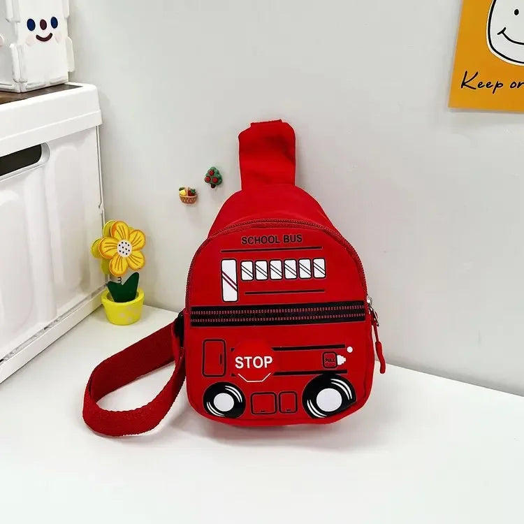 Cute Cartoon Car Children's Chest Bag Little Boy Handsome Messenger Bags Baby Go Out Backpack Trendy Girls Baby Kids Waist Bag Red