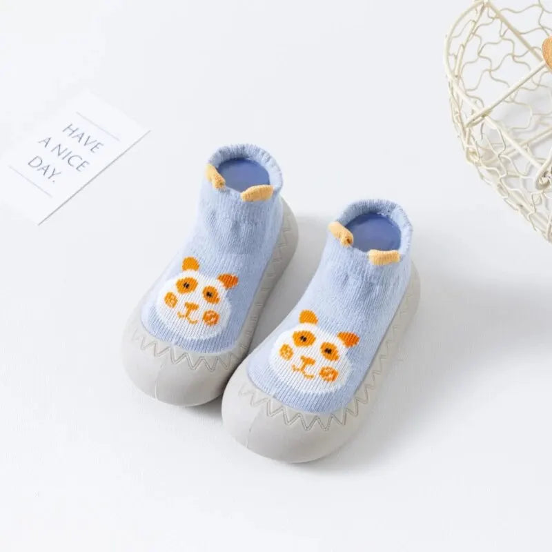 2024 New Rubber Sole Non-Slip Newborn Toddler Shoes Children's Socks Baby Indoor Shoes Cute blue-xiong