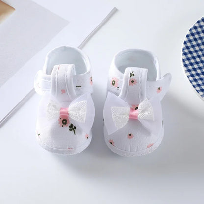 First Walkers Soft Sole Crib Newborn Toddler Shoes Baby Girl Shoes Cute Floral Bow Infant Baby Girls Shoes Non-slip Footwear C