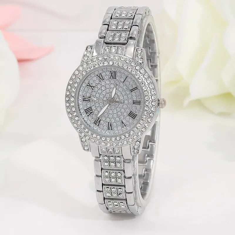 5-Piece Women’s Jewelry Watch Set | Elegant Analog Wristwatch & Bracelet Gift for Her | Simple & Casual Design