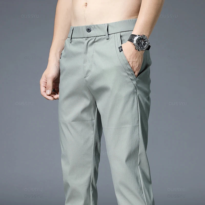 Summer New Thin Casual Pants Men 4 Colors Classic Style Fashion Business Slim Fit Straight Cotton Solid Color Brand Trousers 38