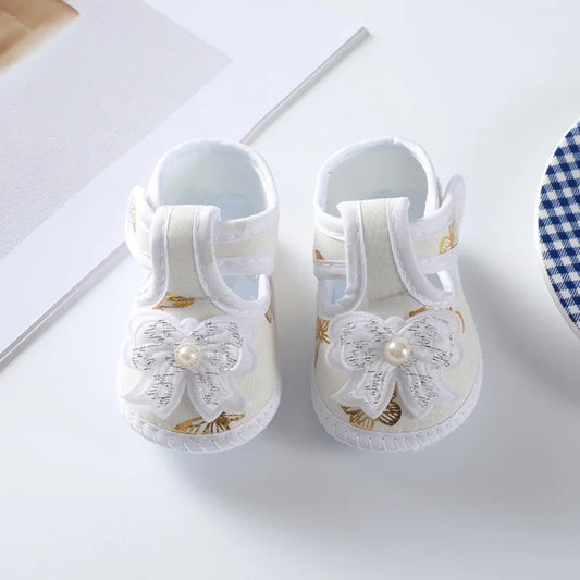 First Walkers Soft Sole Crib Newborn Toddler Shoes Baby Girl Shoes Cute Floral Bow Infant Baby Girls Shoes Non-slip Footwear