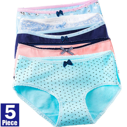 New 5Pcs/Lot Women's Panties Cotton Underwear Plus Size Girls Briefs Calcinha Sexy Lingerie Ladies Panty Female Print Underpant 10