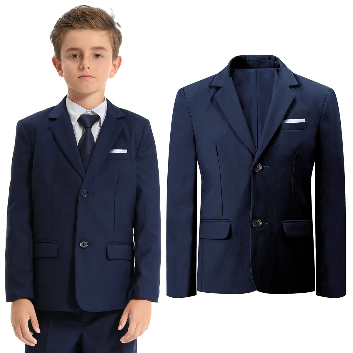 Boys' Formal Blazer Set | Kids' Wedding & Party Suit | Solid Jacket for Spring & Autumn | Children’s Gentleman Birthday Performance Outfit