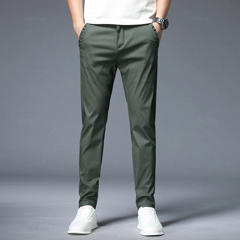 Summer New Thin Casual Pants Men 4 Colors Classic Style Fashion Business Slim Fit Straight Cotton Solid Color Brand Trousers 38