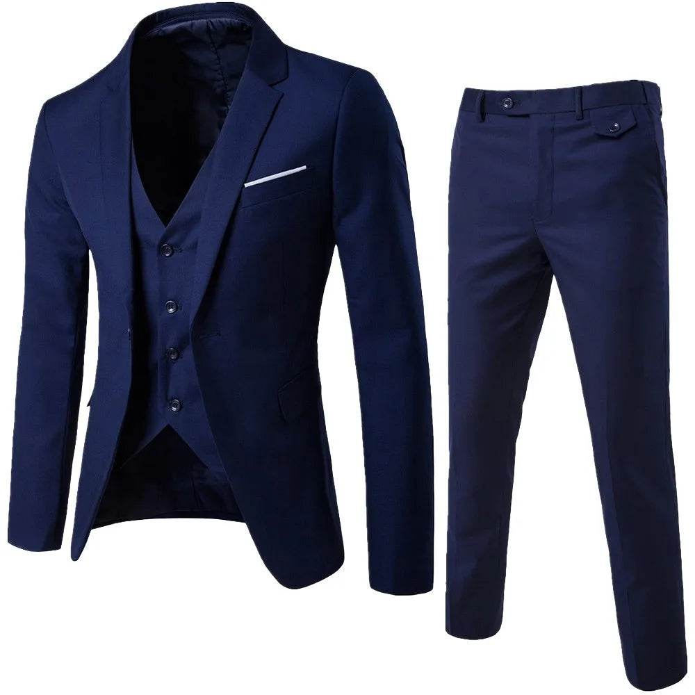 Men's 3-Piece Slim Fit Suit for Weddings and Events.