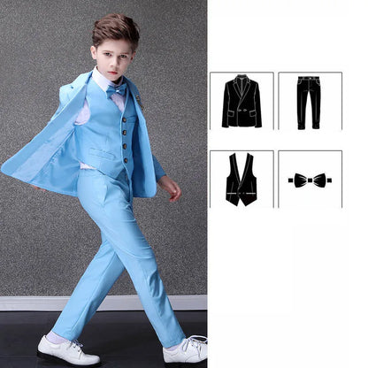 Children's Sky Blue Formal Suit - Flower Boys Wedding Tuxedo for Evening Parties, Graduations, and Special Events JACKET VEST PANTS