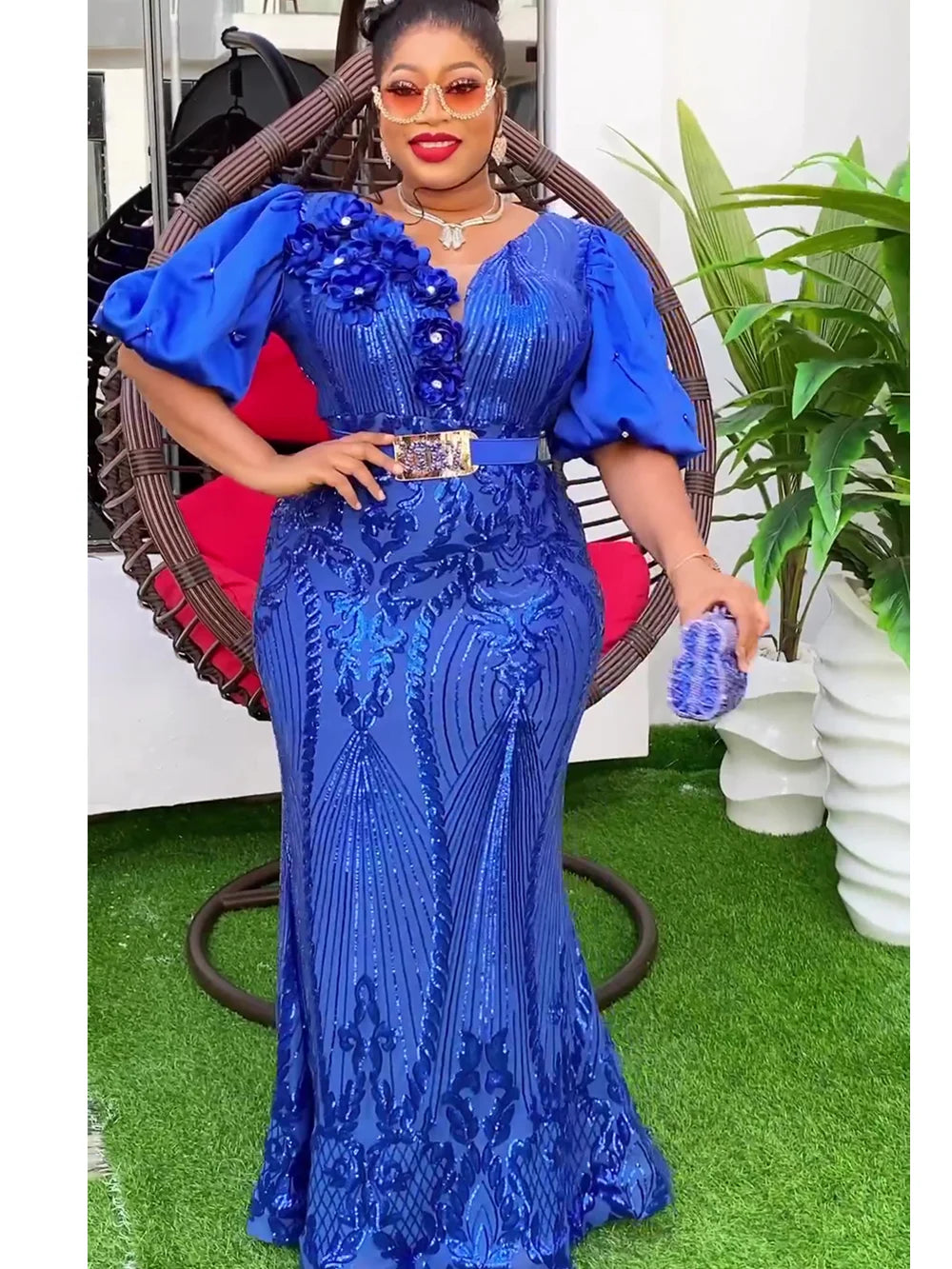 Plus Size African Party Dresses for Women Dashiki Ankara Sequin Wedding Evening Gown Sexy Bodycon Maxi Long Dress Africa Clothes