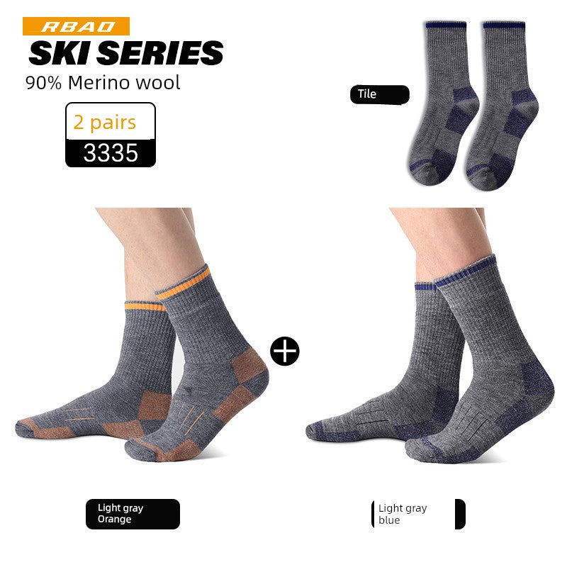 Merino Outdoor Skiing Mountain Climbing Knee Socks Wool Socks 3335 light gray Orange + light gray Blue (90% Merino Wool) 90% wool M(35-38)