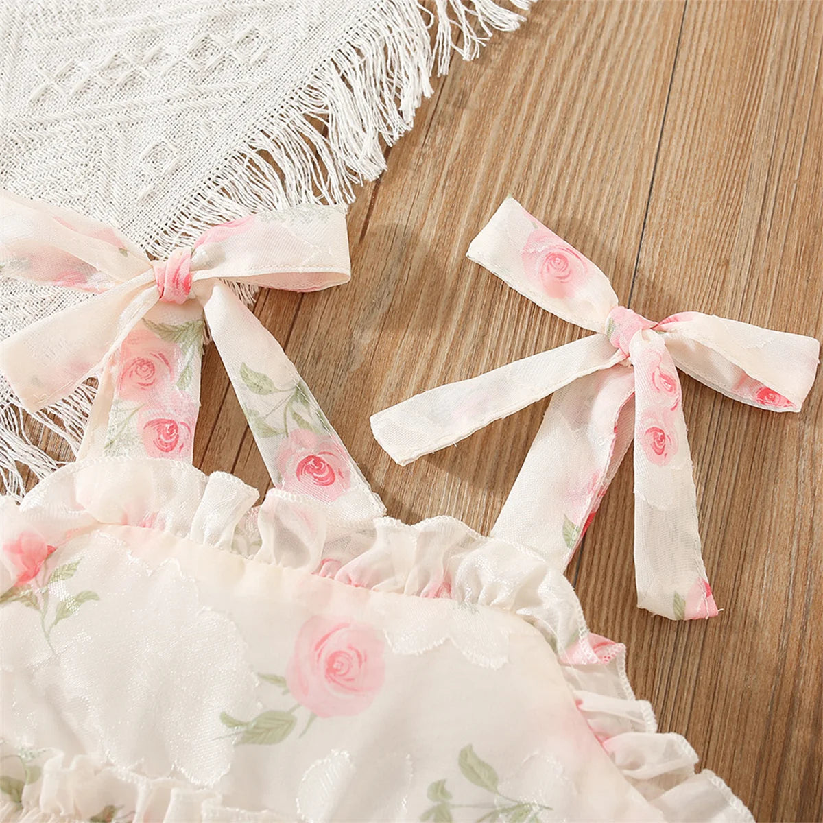 Summer Girls' Dress Strap Chiffon Cool Beach Skirt Beautiful Fragmented Flower Ladies Fashion Bow Sleeveless Skirt