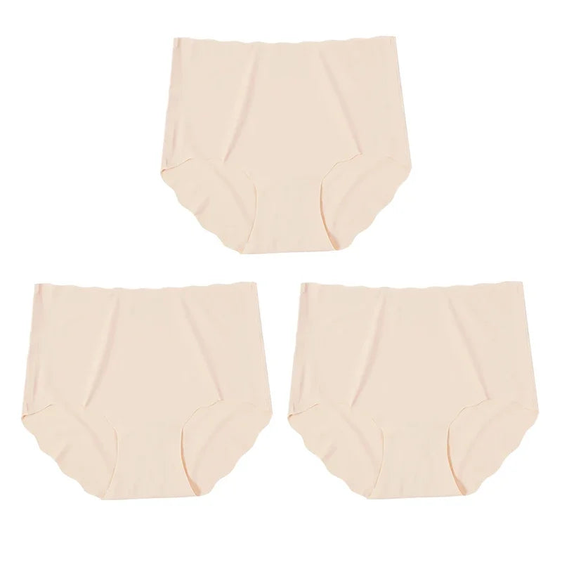 3Pcs/set Invisible Panties Women Seamless Briefs Female Underpants Ultra-thin Underwear High Rise Panties Solid Comfy Lingerie 3PCS SKIN 3pcs