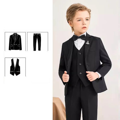 Flower Boys Formal Tuxedo Suit - Kids Wedding Ceremony Blazer Costume for Teens - Party & Photography Performance Outfit JACKET VEST PANTS 1