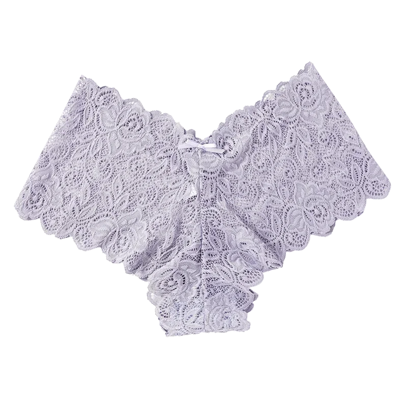 1pc Sexy Lace Transparent Panties Women Briefs Low Waist Soft Lingerie Comfortable Female Underwear Girls Intimates Panties grey 1pc