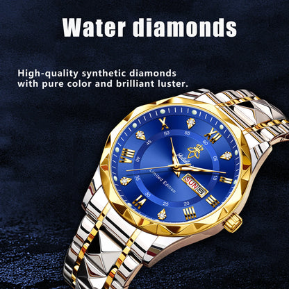 Yalalusi Luxury Men’s Quartz Watch – Waterproof, Date & Week Display, Luminous Stainless Steel Sports Wristwatch with Gift Box