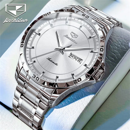 Top Brand Men's Watches Fully Automatic Mechanical Watch Waterproof Calendar Fashion Wristwatch Silver white United States