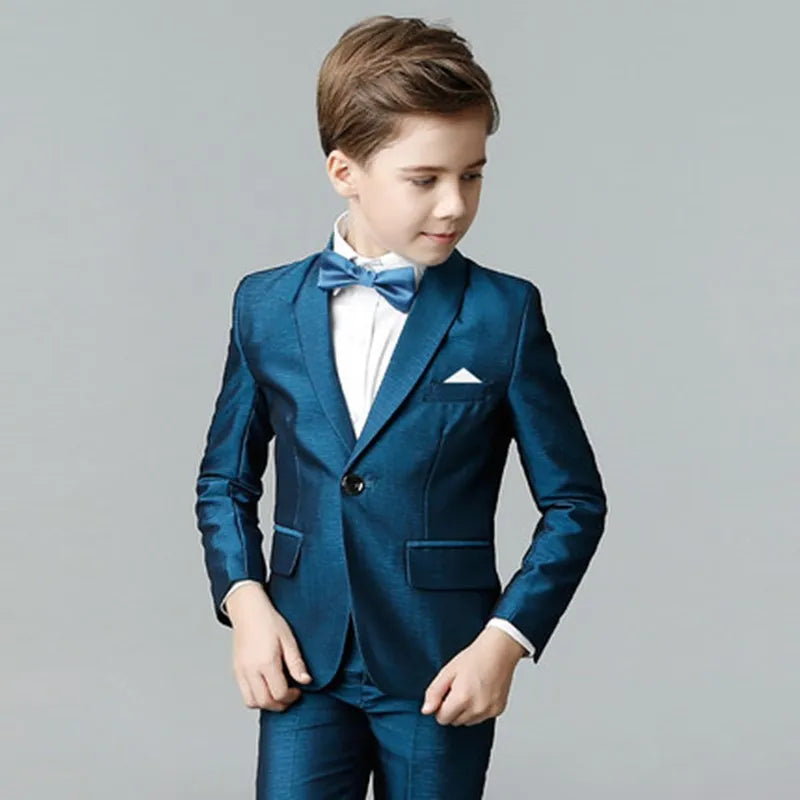 Boys' Formal Suit for Weddings: White Party Blazer, Pants, Baptism Outfit, and Teen Prom Tuxedo Set.