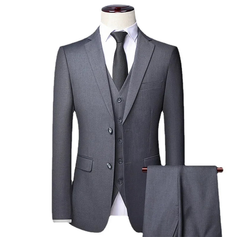 High Quality 3-Piece Suit Set for Men - Blazer, Waistcoat, and Trousers | Slim Fit Business & Interview Attire