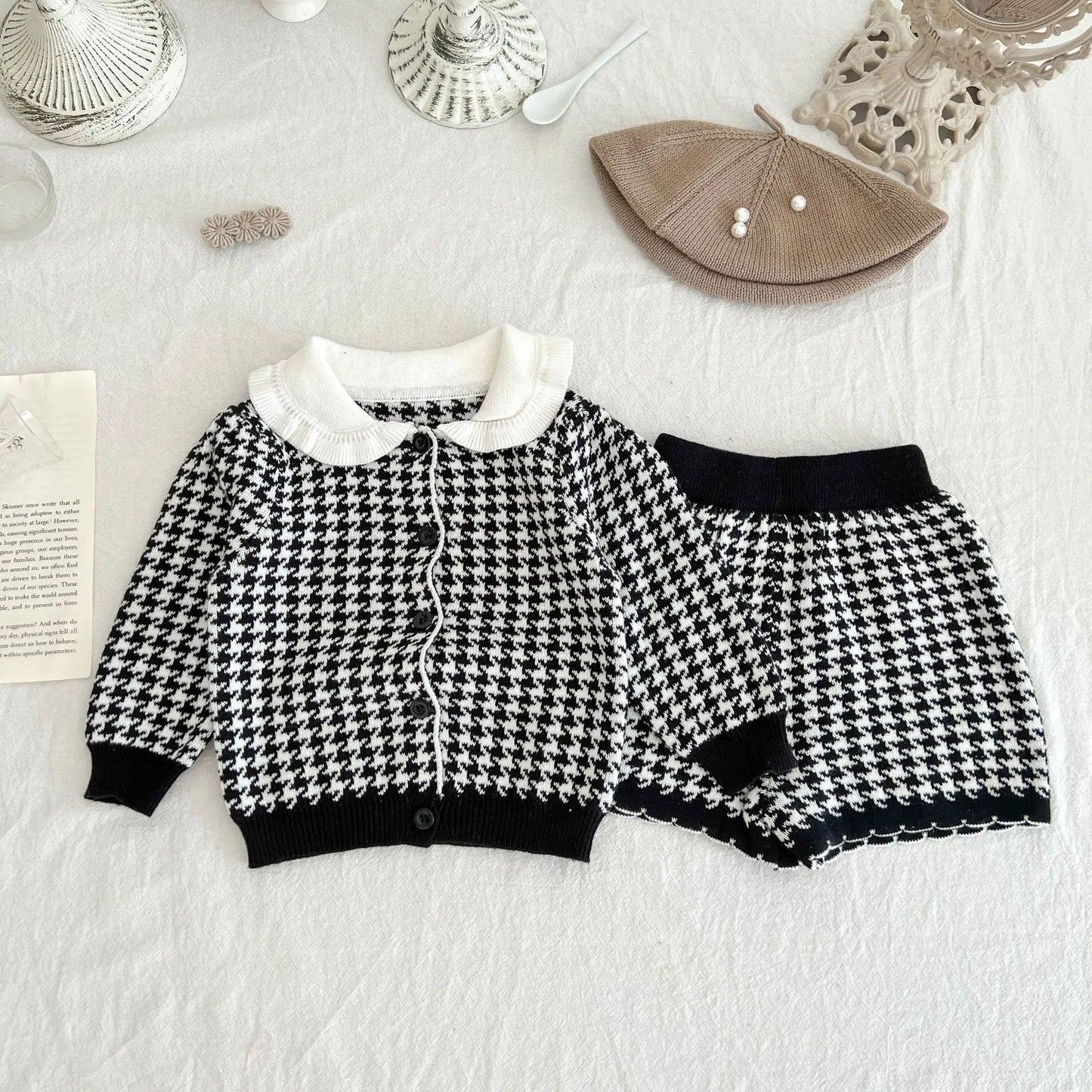 Spring And Autumn Newborn Infant Baby Boys And Girls Princess Overcoat + Shorts Lapel Cardigan Suit Kids Fashion Baby Clothing