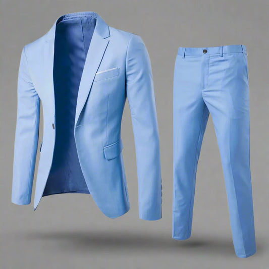 Men's Wedding Suit Elegant Blazer Pant Set Light Blue United States