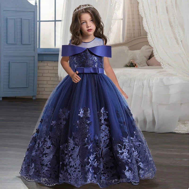 Flower Girl Communion Dress | Embroidered Princess Wedding Ball Gown as picture 6