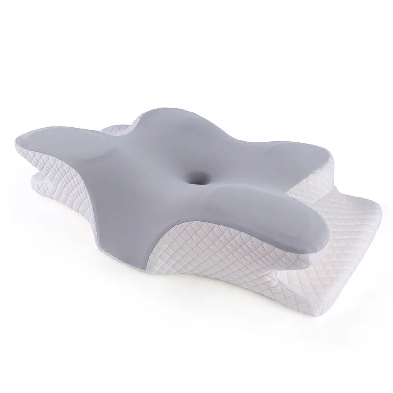 Ergonomic Memory Foam Cervical Neck Pillow – Orthopedic Contour Support for All Sleep Positions Light Grey 62x41x13cm