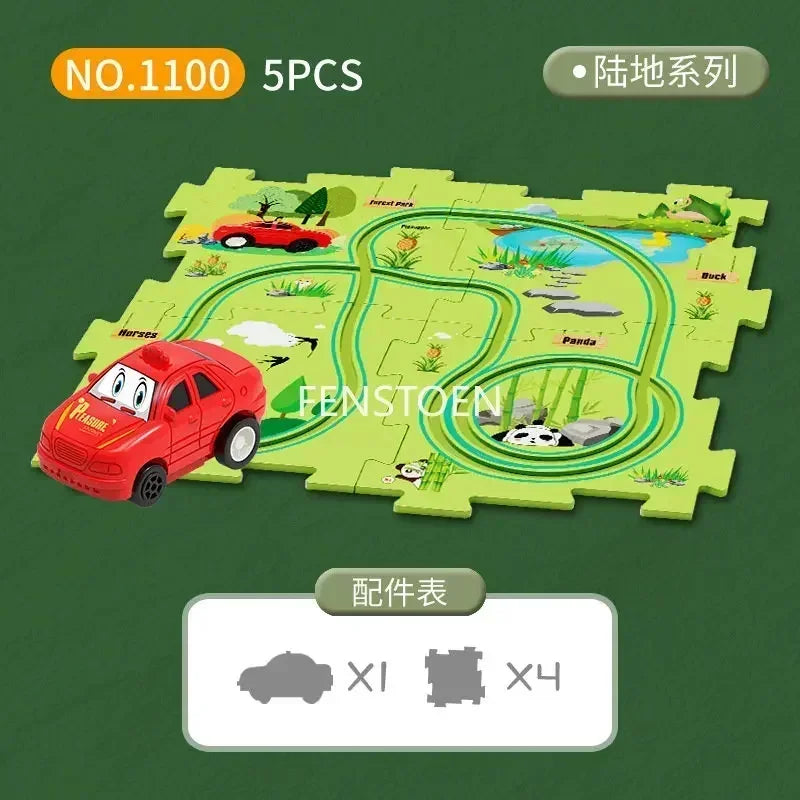 5-25Pcs DIY Assembly of Electric Track City Scene Children's Educational Track Car Puzzle Car Track Game Set Children's Gifts Forest 5PCS