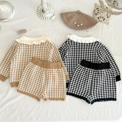 Spring And Autumn Newborn Infant Baby Boys And Girls Princess Overcoat + Shorts Lapel Cardigan Suit Kids Fashion Baby Clothing